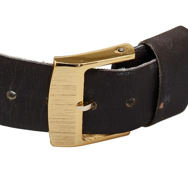 シチズン ハイライン 腕時計 HL5150708 手巻き ゴールド文字盤 K14YG イエローゴールド レザー レディース CITIZEN 【中古】