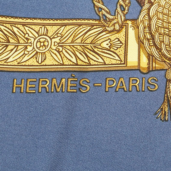 エルメス カレ90 GRAND UNIFORME グランユニフォーム スカーフ ネイビー ゴールド マルチカラー シルク レディース HERMES 【中古】