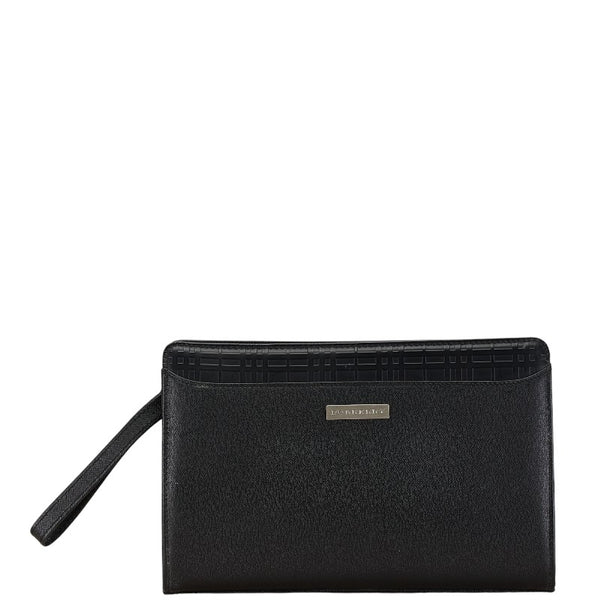 バーバリー セカンドバッグ クラッチバッグ ブラック レザー メンズ BURBERRY 【中古】