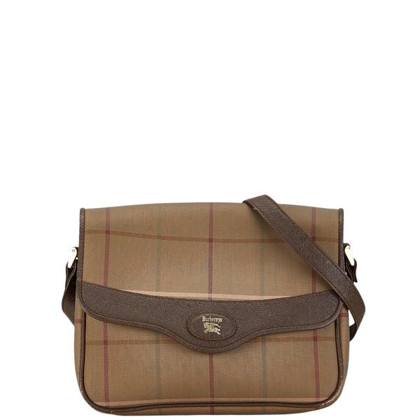 バーバリー チェック 斜め掛け ショルダーバッグ ブラウン マルチカラー キャンバス レザー レディース BURBERRY 【中古】