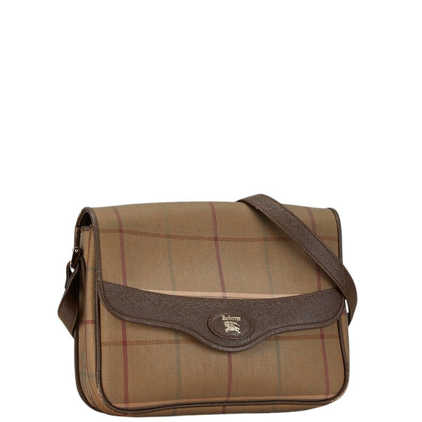 バーバリー チェック 斜め掛け ショルダーバッグ ブラウン マルチカラー キャンバス レザー レディース BURBERRY 【中古】