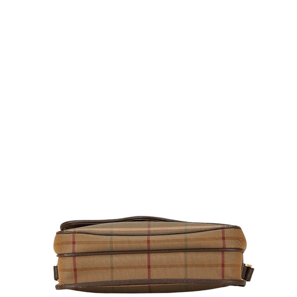 バーバリー チェック 斜め掛け ショルダーバッグ ブラウン マルチカラー キャンバス レザー レディース BURBERRY 【中古】