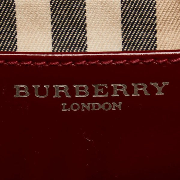 バーバリー ノバチェック ハンドバッグ ベージュ マルチカラー ツイード デニム エナメル レディース BURBERRY 【中古】