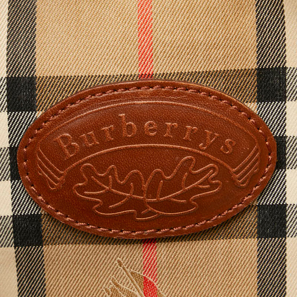 バーバリー ノバチェック シャドーホース 斜め掛け ショルダーバッグ ベージュ ブラウン キャンバス レザー レディース BURBERRY 【中古】