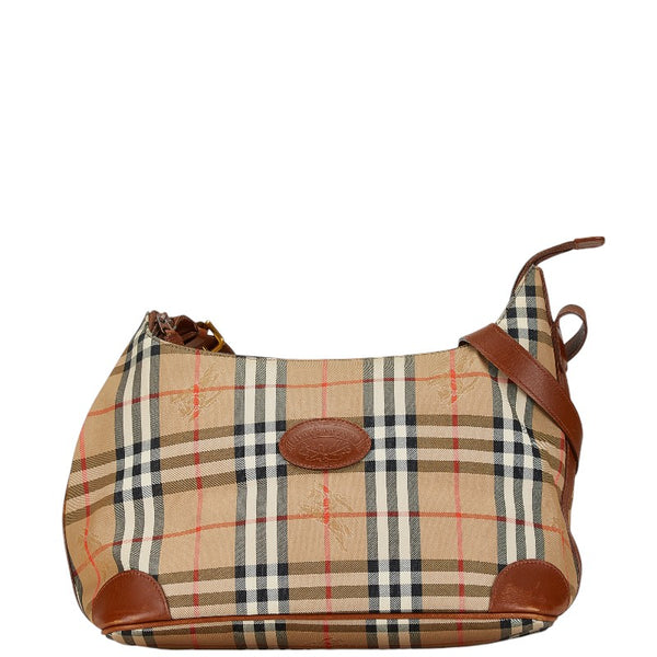 バーバリー ノバチェック シャドーホース 斜め掛け ショルダーバッグ ベージュ ブラウン キャンバス レザー レディース BURBERRY 【中古】