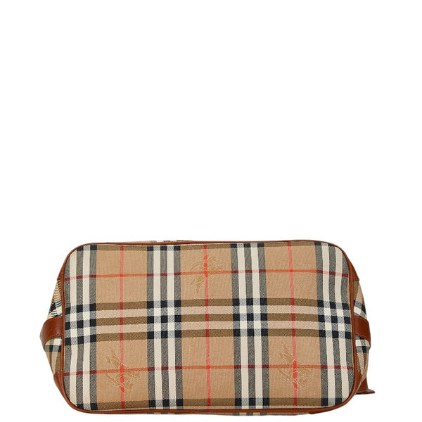 バーバリー ノバチェック シャドーホース 斜め掛け ショルダーバッグ ベージュ ブラウン キャンバス レザー レディース BURBERRY 【中古】