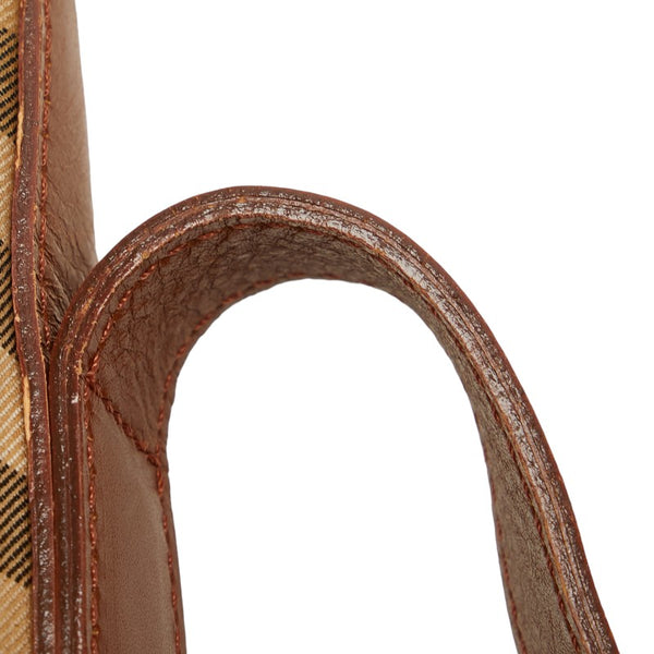 バーバリー ノバチェック シャドーホース 斜め掛け ショルダーバッグ ベージュ ブラウン キャンバス レザー レディース BURBERRY 【中古】