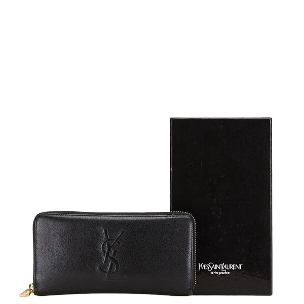 サンローラン YSLロゴ ラウンドファスナー 長財布 314902 ブラック レザー レディース SAINT LAURENT 【中古】