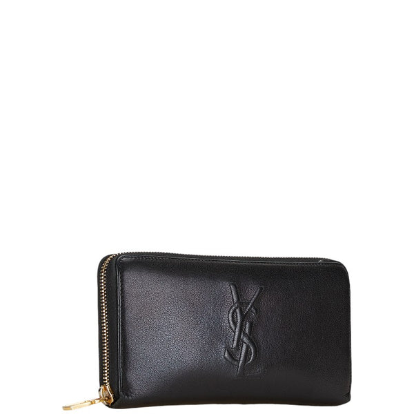 サンローラン YSLロゴ ラウンドファスナー 長財布 314902 ブラック レザー レディース SAINT LAURENT 【中古】