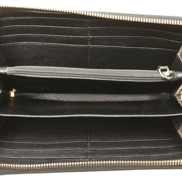 サンローラン YSLロゴ ラウンドファスナー 長財布 314902 ブラック レザー レディース SAINT LAURENT 【中古】