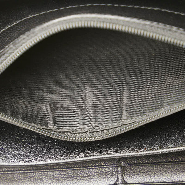 サンローラン YSLロゴ ラウンドファスナー 長財布 314902 ブラック レザー レディース SAINT LAURENT 【中古】