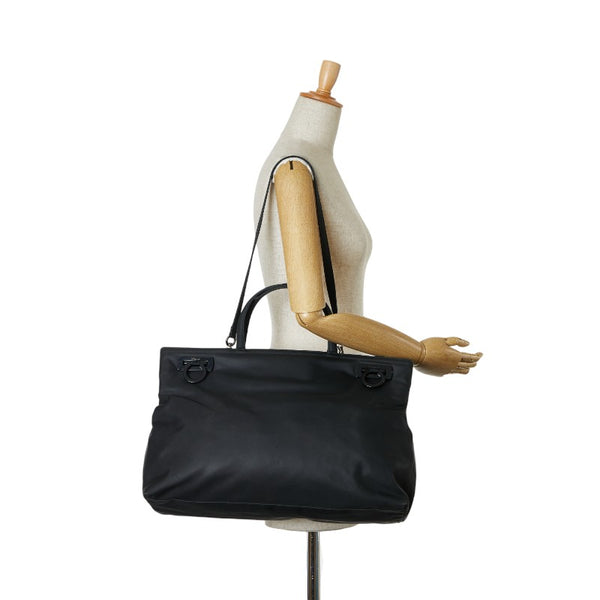 サルヴァトーレフェラガモ ガンチーニ ハンドバッグ ショルダーバッグ 2WAY AU-21 8865 ブラック ナイロン レディース Salvatore Ferragamo 【中古】