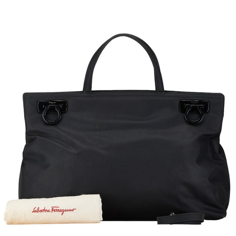 サルヴァトーレフェラガモ ガンチーニ ハンドバッグ ショルダーバッグ 2WAY AU-21 8865 ブラック ナイロン レディース Salvatore Ferragamo 【中古】