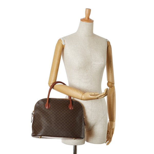 セリーヌ マカダム ハンドバッグ ブラウン PVC レザー レディース CELINE 【中古】