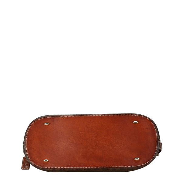 セリーヌ マカダム ハンドバッグ ブラウン PVC レザー レディース CELINE 【中古】