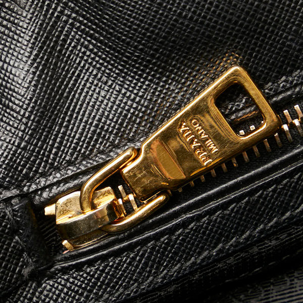 プラダ 三角ロゴプレート ハンドバッグ BN2608 ブラック ホワイト サフィアーノ レディース PRADA 【中古】