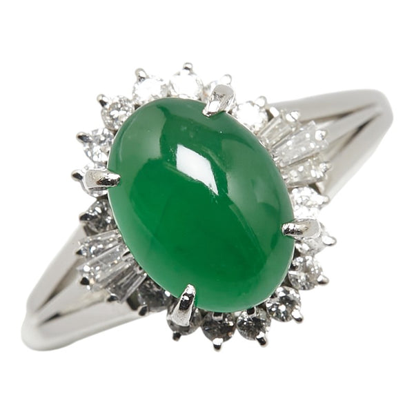 Pt900 プラチナ ヒスイ2.25ct ダイヤ0.36ct リング 指輪 レディース 14.5号 【中古】