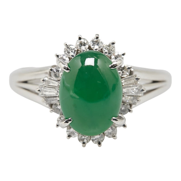 Pt900 プラチナ ヒスイ2.25ct ダイヤ0.36ct リング 指輪 レディース 14.5号 【中古】