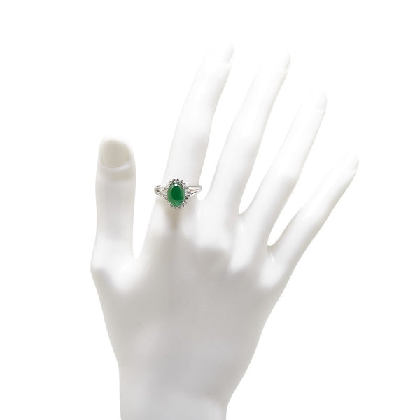 Pt900 プラチナ ヒスイ2.25ct ダイヤ0.36ct リング 指輪 レディース 14.5号 【中古】