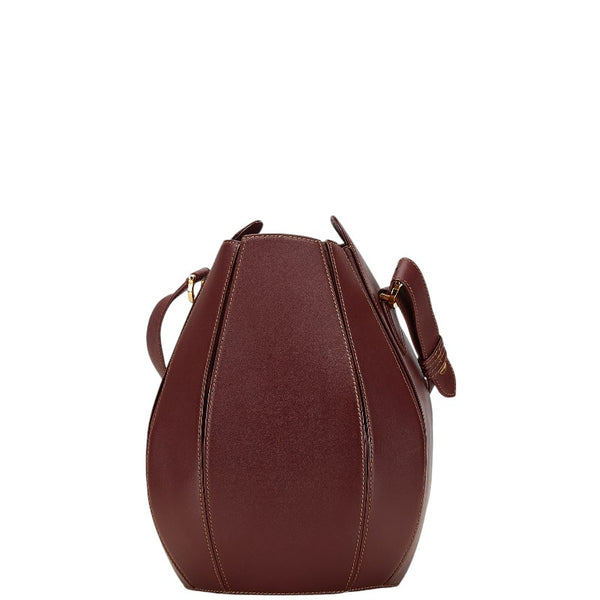 カルティエ マストライン 巾着型 斜め掛け ショルダーバッグ ボルドー ワインレッド レザー レディース CARTIER 【中古】