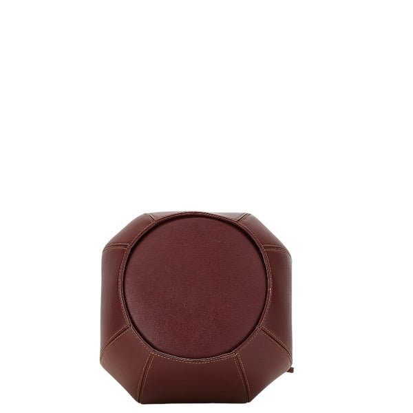 カルティエ マストライン 巾着型 斜め掛け ショルダーバッグ ボルドー ワインレッド レザー レディース CARTIER 【中古】