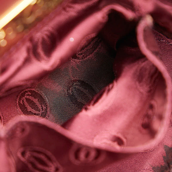 カルティエ マストライン 巾着型 斜め掛け ショルダーバッグ ボルドー ワインレッド レザー レディース CARTIER 【中古】