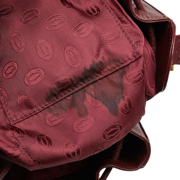 カルティエ マストライン 巾着型 斜め掛け ショルダーバッグ ボルドー ワインレッド レザー レディース CARTIER 【中古】