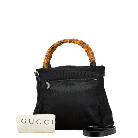 グッチ バンブー ハンドバッグ ショルダーバッグ 2WAY 002 2058 ブラック ナイロン レザー レディース GUCCI 【中古】