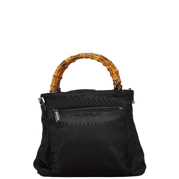 グッチ バンブー ハンドバッグ ショルダーバッグ 2WAY 002 2058 ブラック ナイロン レザー レディース GUCCI 【中古】