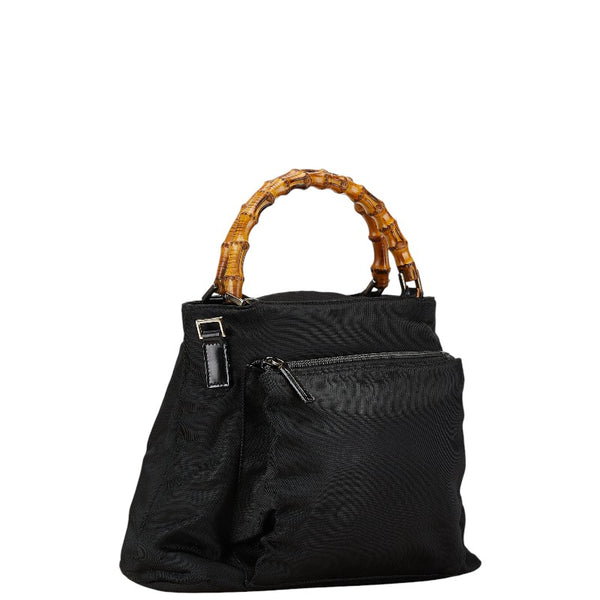 グッチ バンブー ハンドバッグ ショルダーバッグ 2WAY 002 2058 ブラック ナイロン レザー レディース GUCCI 【中古】