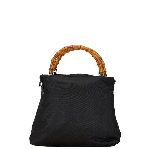 グッチ バンブー ハンドバッグ ショルダーバッグ 2WAY 002 2058 ブラック ナイロン レザー レディース GUCCI 【中古】