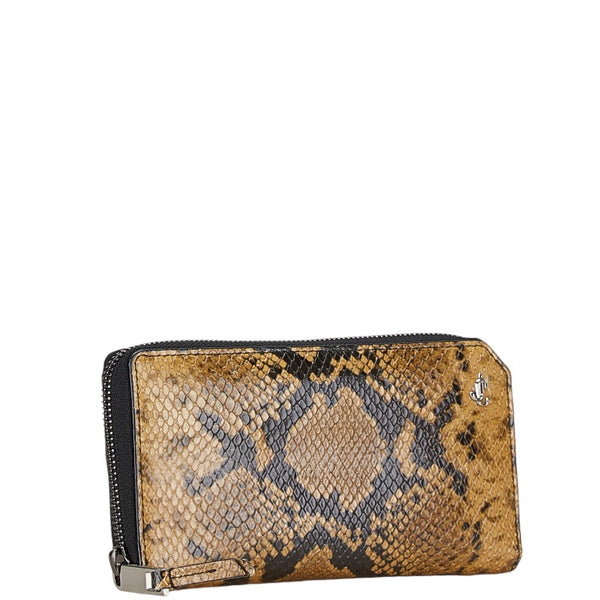 ジミーチュウ パイソン型押し 長財布 ブラック ベージュ レザー レディース JIMMY CHOO 【中古】