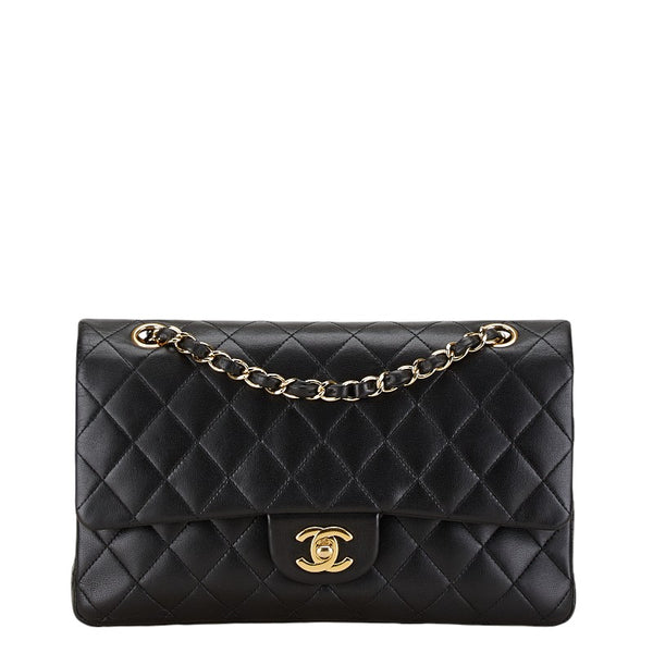 シャネル マトラッセ25 ココマーク チェーン ショルダーバッグ ブラック ラムスキン レディース CHANEL 【中古】
