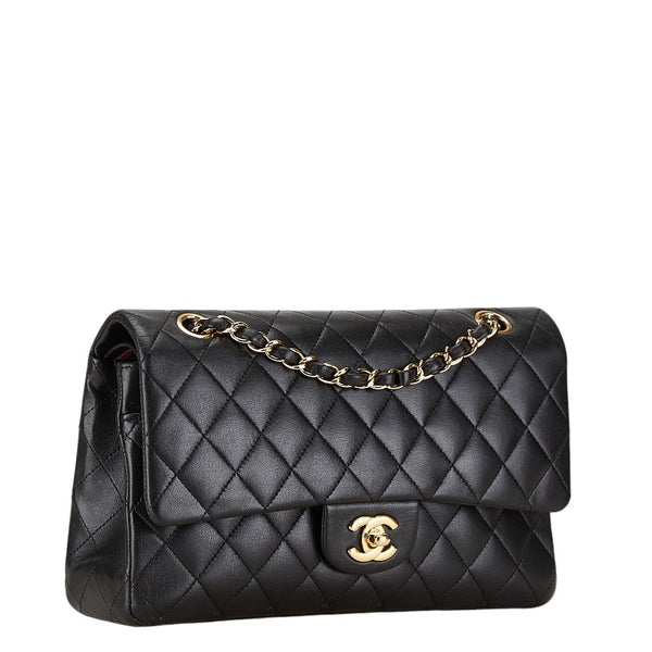 シャネル マトラッセ25 ココマーク チェーン ショルダーバッグ ブラック ラムスキン レディース CHANEL 【中古】