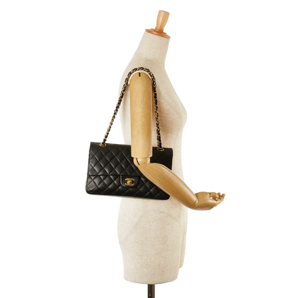 シャネル マトラッセ25 ココマーク チェーン ショルダーバッグ ブラック ラムスキン レディース CHANEL 【中古】