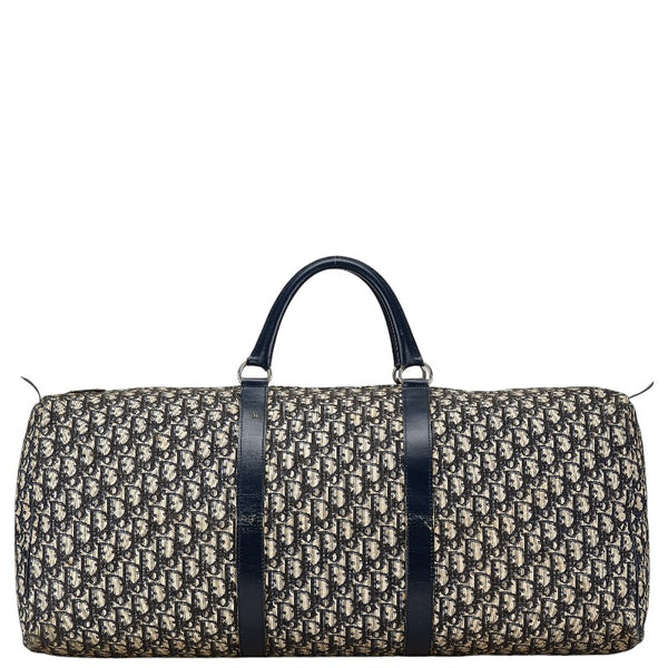 ディオール トロッター ボストンバッグ ネイビー ベージュ キャンバス レザー レディース Dior 【中古】