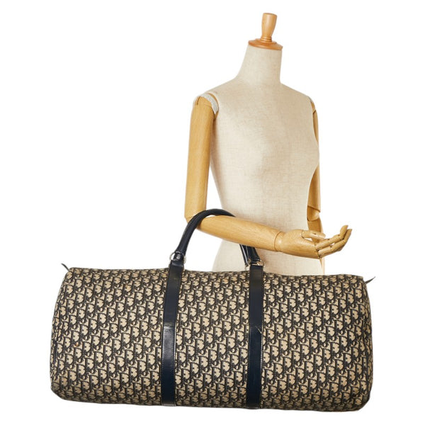 ディオール トロッター ボストンバッグ ネイビー ベージュ キャンバス レザー レディース Dior 【中古】