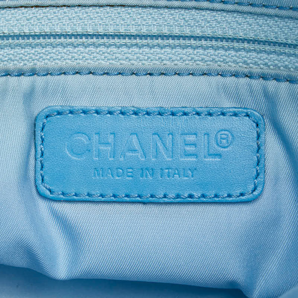 シャネル ニュートラベルライン ショルダーバッグ ハンドバッグ 2WAY ライトブルー ナイロン レザー レディース CHANEL 【中古】