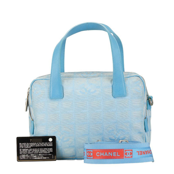 シャネル ニュートラベルライン ショルダーバッグ ハンドバッグ 2WAY ライトブルー ナイロン レザー レディース CHANEL 【中古】