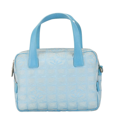シャネル ニュートラベルライン ショルダーバッグ ハンドバッグ 2WAY ライトブルー ナイロン レザー レディース CHANEL 【中古】