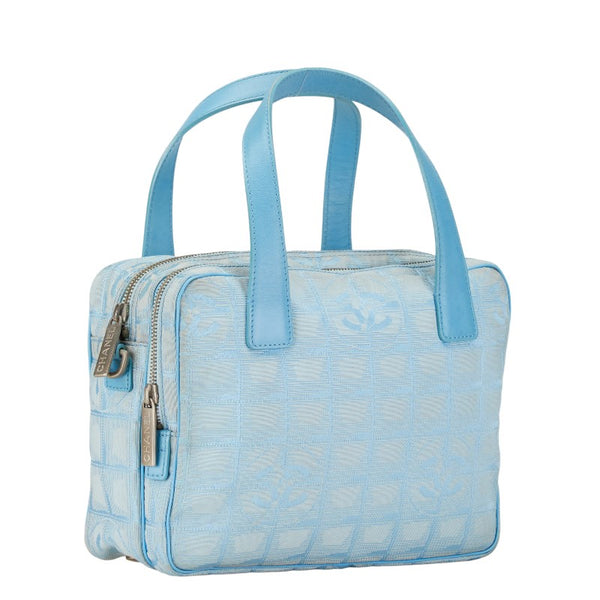 シャネル ニュートラベルライン ショルダーバッグ ハンドバッグ 2WAY ライトブルー ナイロン レザー レディース CHANEL 【中古】