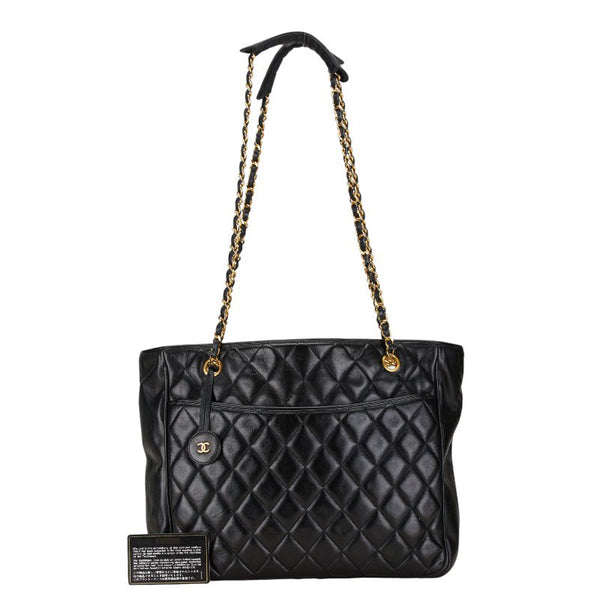 シャネル マトラッセ トートバッグ ハンドバッグ ブラック レザー レディース CHANEL 【中古】