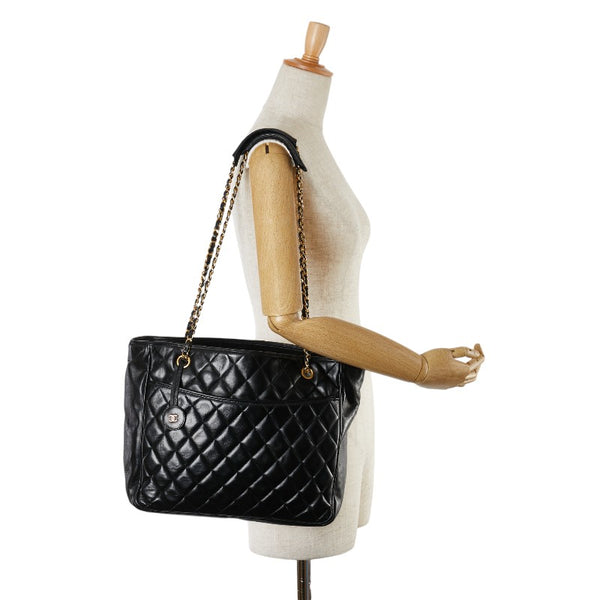 シャネル マトラッセ トートバッグ ハンドバッグ ブラック レザー レディース CHANEL 【中古】