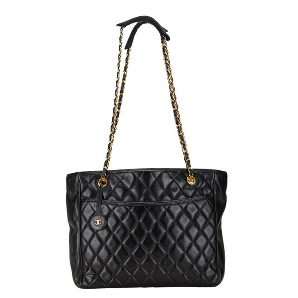 シャネル マトラッセ トートバッグ ハンドバッグ ブラック レザー レディース CHANEL 【中古】