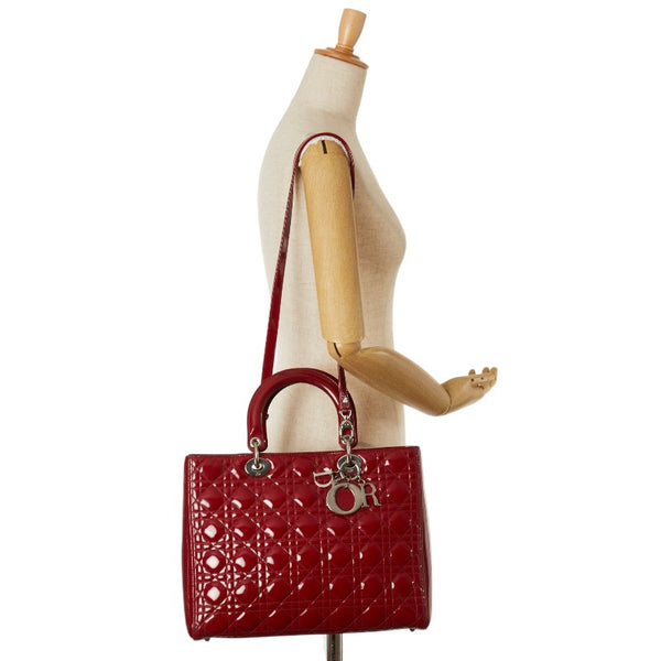 ディオール カナージュ レディディオール ハンドバッグ ショルダーバッグ 2WAY レッド パテントレザー レディース Dior 【中古】