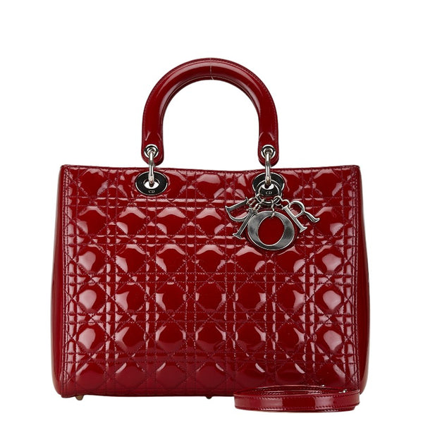 ディオール カナージュ レディディオール ハンドバッグ ショルダーバッグ 2WAY レッド パテントレザー レディース Dior 【中古】