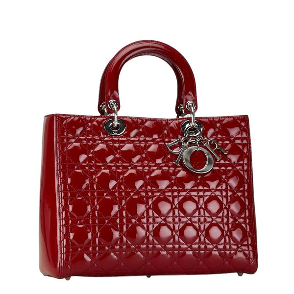 ディオール カナージュ レディディオール ハンドバッグ ショルダーバッグ 2WAY レッド パテントレザー レディース Dior 【中古】