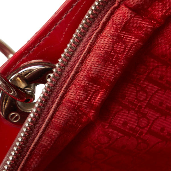 ディオール カナージュ レディディオール ハンドバッグ ショルダーバッグ 2WAY レッド パテントレザー レディース Dior 【中古】