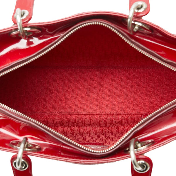 ディオール カナージュ レディディオール ハンドバッグ ショルダーバッグ 2WAY レッド パテントレザー レディース Dior 【中古】