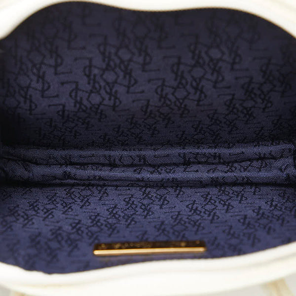 サンローラン ミニハンドバッグ ホワイト ブラック レザー レディース SAINT LAURENT 【中古】